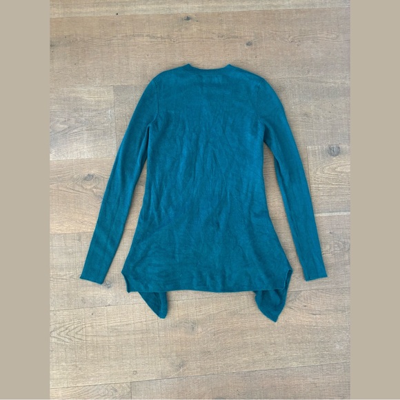 derek lam blue long sleeve draped peplum sweater pullover - Picture 2 of 4